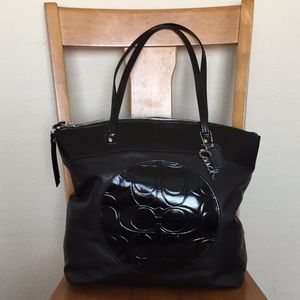 Coach black leather handbag tote